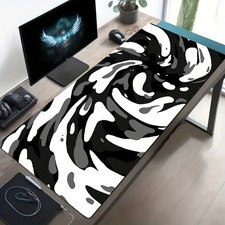 Bold Monochrome Desk Mat: Abstract Swirl Keyboard Pad for Workspaces & Study picture