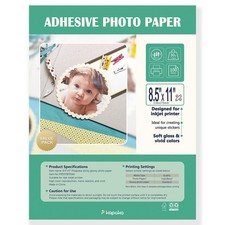 8.5x11 Self Adhesive Glossy Photo Paper for Inkjet Printer, 100 Pack picture