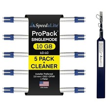 SpeedaLite 5-Pack 1M ProPack LC-LC Fiber Patch Cable OS2 Singlemode Duplex 100Gi picture