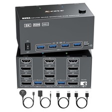 8K Quad Monitor KVM Switch 4 Monitors 2 Computers HDMI+DP 4K@120Hz picture