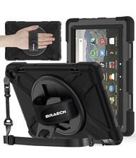 BRAECN Amazon Fire HD 8 12th Gen Rugged Case Stand Strap Black 2022/2024 picture