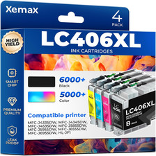 LC406XL Ink Cartridges 4 Pack (21000 Pages) Compatible with MFC-J4335DW for Brot picture