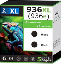 2 Pack 936e 936XL Black Ink for OfficeJet Pro 9122e 9125e 9128e Cartridges picture