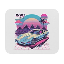 1990 Corvette C4 Mouse Pad Retro 80s 90s Vaporwave Chevy Sports Car Desk Mat picture