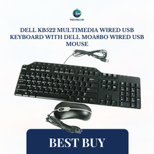 DELL KB522 Multimedia Wired USB Keyboard With DELL MOA8BO Wired USB Mouse picture