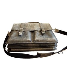 Kenneth Cole Reaction Brown Leather Briefcase with Adjustable Strap Solid picture