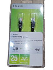 BELKIN 25ft CAT5e Networking Cable Eternet Patch RJ-45 Male/Male PCF5-25BKS NEW picture