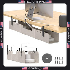 Desk Cable Management Tray 31.5 Inch Under Desk Cord Organizer Beige picture