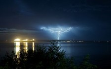 Landscape night lights sky water reflection long Custom Gaming Mat Desk picture