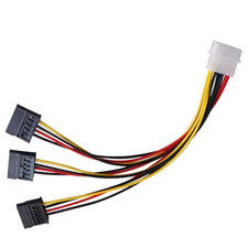 3 Pack 4Pin Molex to 3X Sata 15Pin Splitter Connector Power Supply Cable Adap... picture