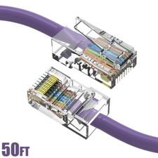 50FT Cat5e RJ45 Ethernet LAN Network UTP Non-Booted Patch Cable Copper Purple picture