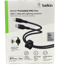 Belkin Charge PRO Flex USB-C Cable with Lightning - Black - CAA011bt2MBK NEW 2M picture