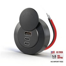 72W 3-Port RV USB Outlet, Surface Mount 12V USB Fast Charger Socket 1 Pcs picture