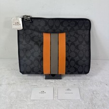 COACH Varsity Signature Tech Case iPad Tablet Charcoal/Orange F66311 Retail $150 picture
