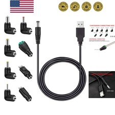 Universal 5V DC Power Cable, USB to DC 5.5x2.1mm Charging Cord Plug with 8 Co... picture