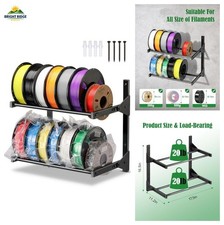Wall Mount 3D Printer Filament Storage Rack 2 Tier Heavy Duty Metal Black picture