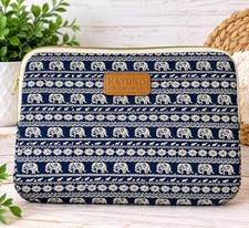 Kayond laptop Zippered Case With Blue/white Elephants 16x11.5” pre-owned nice  picture