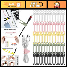 100Pcs Silicone Cable Ties - Reusable Cord Organizer for Earphones, Chargers & C picture