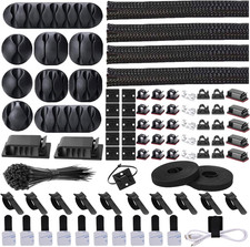 Cable Management Organizer Kit Cord Protectors Clips Ties & Cable Sleeves picture