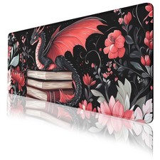 Dragon Desk Pad Mouse Pad Cartoon Flowers Fantasy Magical Books Mouse Pad Lar... picture