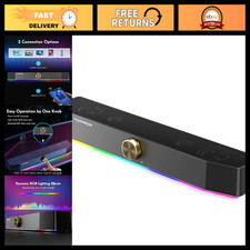 Bluetooth Computer Soundbar Speakers, 10W Stereo Sound, RGB Lights, USB Powered, picture