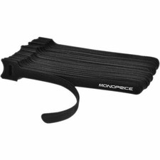Monoprice Hook and Loop Fastening Cable Ties, 6in, 50 pcs/pack, Black picture