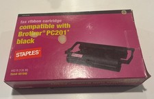NEW STAPLES FAX RIBBON CARTRIDGE COMPATIBLE WITH BROTHER PC201 BLACK - SEALED picture
