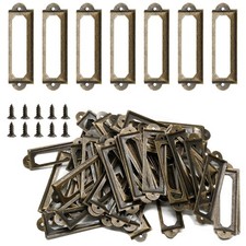 50Pcs Metal Library Label Holders, File Cabinet Label Frames with Screws, Car. picture