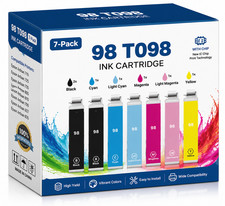 98 Ink 7-Pack(2BK/C/LC/M/LM/Y) with Chip Compatible for Epson Artisan725 730 800 picture