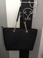 MK - Michael Kors Extra  Large Shoulder Tote Laptop  bag Black Leather 18x11 picture