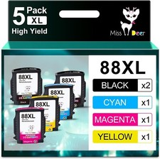Miss Deer 88XL High Yield Ink Cartridge Replacement for HP 5 pack - NEW picture
