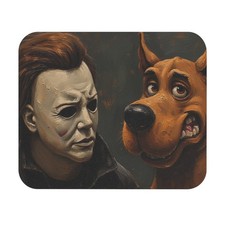 Micheal Myers and Scooby Doo Portrait Mouse Pad Halloween Desk Mat Personalize  picture