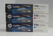 Lot of 3 HP PageWide 976Y Extra High Yield Yellow Magenta Cyan Ink Cartridges picture
