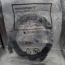 Monoprice Cat5e RJ-45 Ethernet Patch Cable 10 ft Black Gold Plated MPN 3384 picture