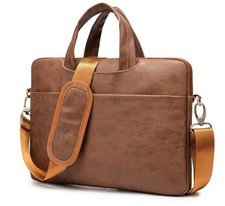Coffee Pu 360° Protective Water-Resistant Canvas Laptop shoulder Messenger Sl... picture