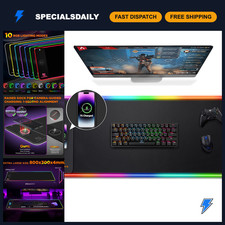 Large RGB Wireless Charging Mouse Pad, 10 Light Modes, Non-Slip Gaming Mat 31.5