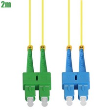 2M SC UPC to SC APC Duplex 9/125 Singlemode Fiber Optic Patch Cable OFNR Yellow picture
