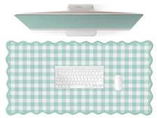 Large Beige Checkered Gingham Desk Mat 31x15.7 Inch Rugged Office Mouse Pad picture