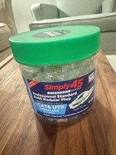 NEW SEALED Simply45 Cat6 UTP RJ45 connectors, jar of 100, Bar45  picture