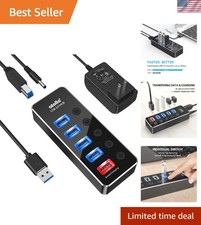 High-Speed Aluminum USB Hub: 5-Port 3.0 Hub with Smart Charging & LED Indicators picture