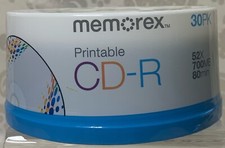 MEMOREX PRINTABLE CD-R 52X 700MB 80min 30 PACK ~ NIP vintage picture