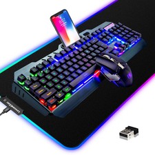 Wireless Gaming Keyboard and Mouse Combo,3 in 1 Rainbow LED Rechargeable Keyb... picture