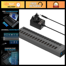 16-Port Powered USB 3.0 Hub & Charger, 90W, Data Transfer & Charging Station picture