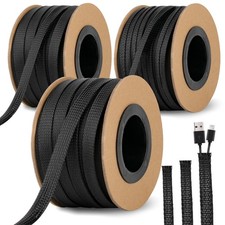 300 Feet 1/4, 1/2, 3/8 Inches Braided Wire Loom Automotive PET Cable Loom | E... picture