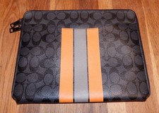 COACH Varsity Signature Tech Case iPad Tablet Charcoal/Orange F66311 Retail $150 picture