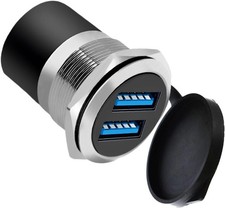 Dual USB 3.0 Panel Mount Adapter - Threaded round Connector with Waterproof Dust picture