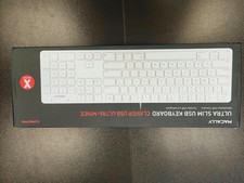 Macally Ultra Slim Full Size USB Wired Keyboard for Mac - silver/white - NEW picture