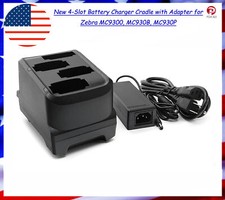 New 4-Slot Battery Charger Cradle with Adapter for Zebra MC9300, MC930B, MC930P picture
