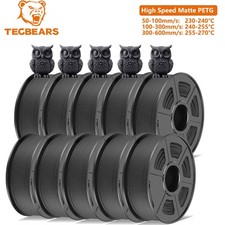 TECBEARS 10KG High Speed Matte PETG 600mm/s 3D Printer Filament No Clogging Gray picture