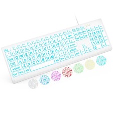 SABLUTE Large Print Backlit Keyboard, Wired USB Lighted Computer Keyboards wi... picture